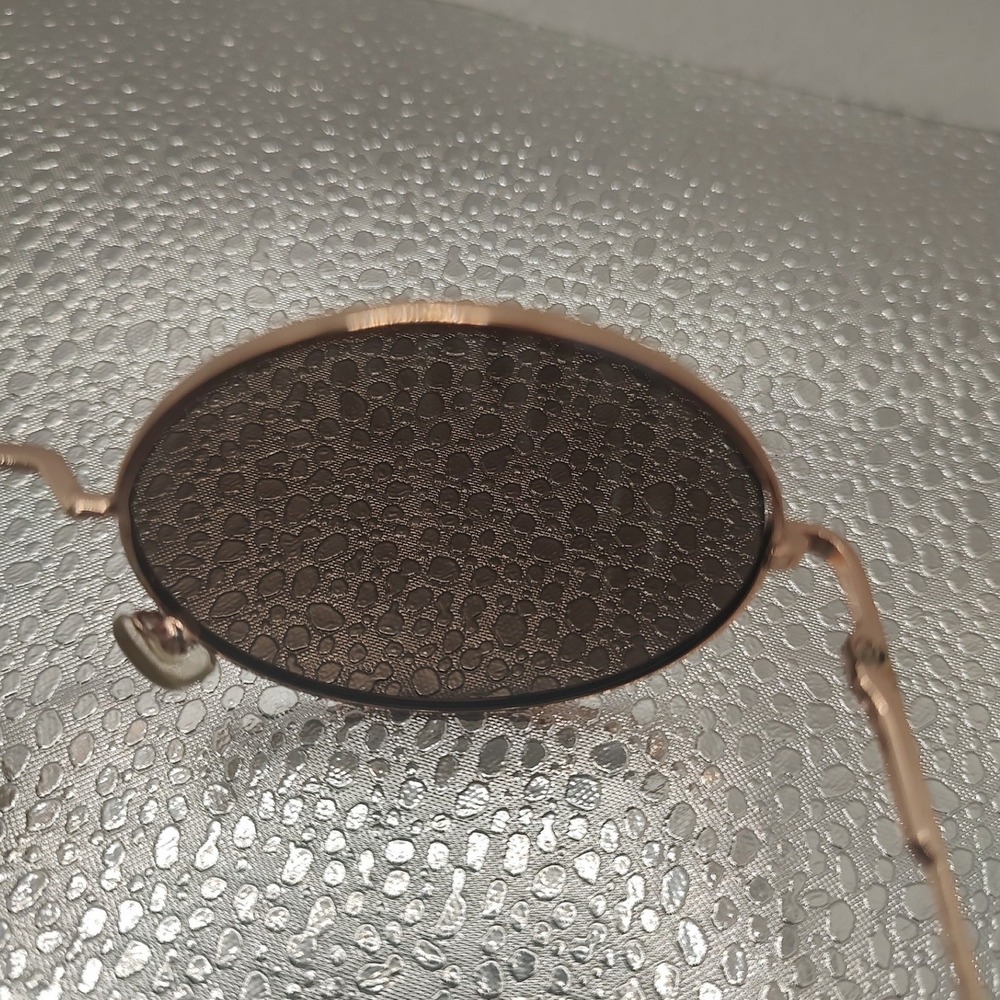 Vintage Round Gold Metal Sunglasses Blue Textured Lens‎ Retro Steampunk Circle